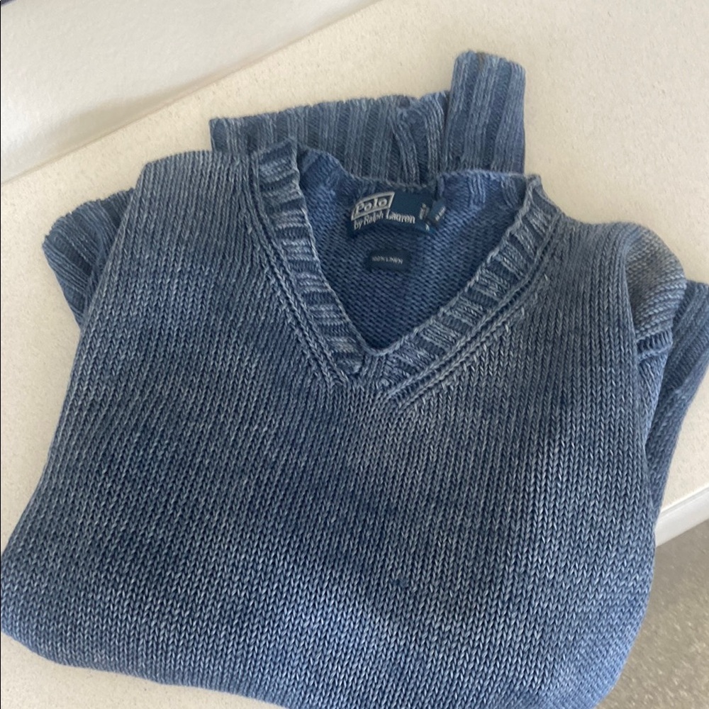 Polo by Ralph Lauren Blue V-Neck Sweater